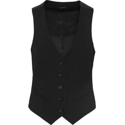 Kariban Damen Schwarz Weste - Modell K502 - Enger Schnitt, 5 Knöpfe, Seitenschlitze - Weste Kariban Damen Schwarz Weste - Modell K502 - Enger Schnitt, 5 Knöpfe, Seitenschlitze - Weste
