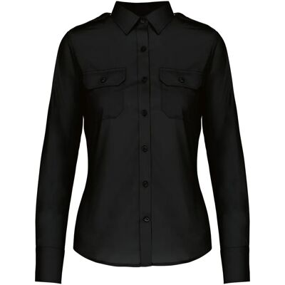 Kariban K506 Black Long Sleeve Pilot Shirt - Shirt Kariban K506 Black Long Sleeve Pilot Shirt - Shirt
