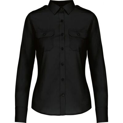 Kariban K506 Black Long Sleeve Women's Pilot Shirt - Shirt Kariban K506 Black Long Sleeve Women's Pilot Shirt - Shirt