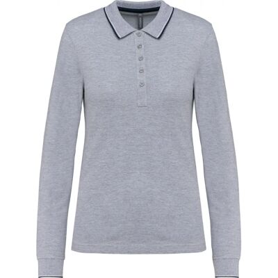 Kariban K281 Long Sleeve Piqué Polo Donna Oxford Grey/Navy/White - L Kariban K281 Long Sleeve Piqué Polo Donna Oxford Grey/Navy/White - L