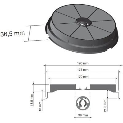 AIRLUX Modèle 180 - Filtre à charbon rond pour hottes - Publicité AIRLUX Modèle 180 - Filtre à charbon rond pour hottes - Publicité
