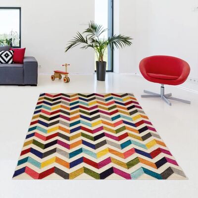 Tapis Moderne Chevron Bae Deco Multicolore - 40x60 cm - Publicité Tapis Moderne Chevron Bae Deco Multicolore - 40x60 cm - Publicité