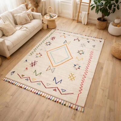 Tapis style berbère Jadorel - 80x150cm - Crème - Polypropylène - Publicité Tapis style berbère Jadorel - 80x150cm - Crème - Polypropylène - Publicité