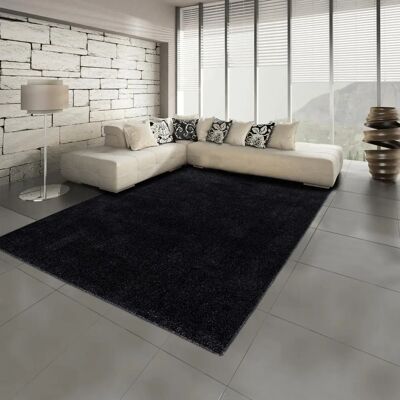 Tapis rond noir JADOREL - 120x120 cm - Polypropylène - OEKO-TEX - Publicité Tapis rond noir JADOREL - 120x120 cm - Polypropylène - OEKO-TEX - Publicité