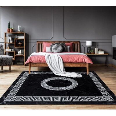 Tapis rectangulaire en polypropylène noir - Jadorel - Publicité Tapis rectangulaire en polypropylène noir - Jadorel - Publicité