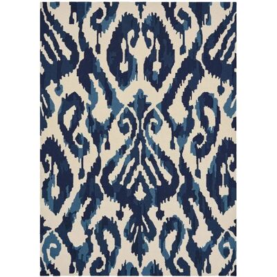 Tapis extérieur KASURI kilim bleu beige - Rectangulaire, Lavable en machine - Publicité Tapis extérieur KASURI kilim bleu beige - Rectangulaire, Lavable en machine - Publicité
