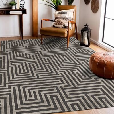 Tapis Rectangulaire Gris Geométrique Guy Laroche - Tapis - Publicité Tapis Rectangulaire Gris Geométrique Guy Laroche - Tapis - Publicité