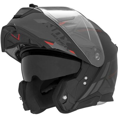 Casque modulable Nox N967 Synchro - Noir/rouge - M - Publicité Casque modulable Nox N967 Synchro - Noir/rouge - M - Publicité