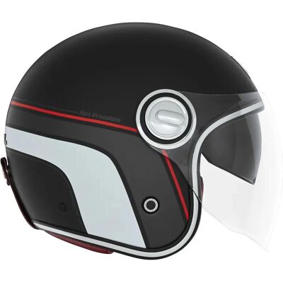 Casco de moto Heritage de Nox PREMIUM - Negro mate-rojo-blanco - M Casco de moto Heritage de Nox PREMIUM - Negro mate-rojo-blanco - M