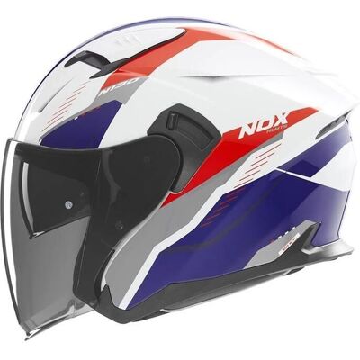 NOX - N130 Myst - Blanc-Bleu-Rouge - 2XL - Jets helmet - Publicité NOX - N130 Myst - Blanc-Bleu-Rouge - 2XL - Jets helmet - Publicité