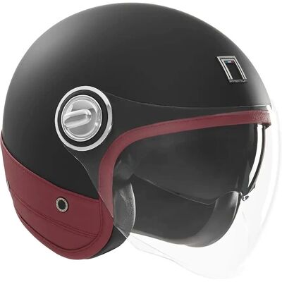 NOX - PREMIUM - mattschwarz - rotes Leder - Open-face helmet NOX - PREMIUM - mattschwarz - rotes Leder - Open-face helmet