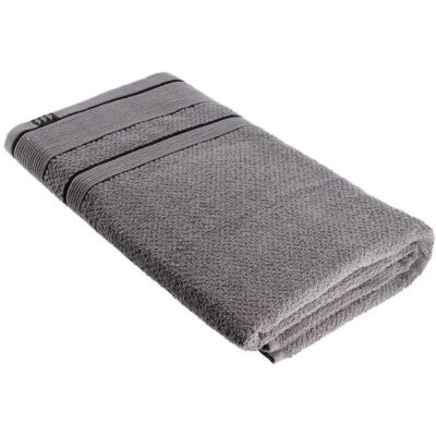 TENDANCE - Asciugamano in cotone 90x150cm Grigio e nero - Asciugamano TENDANCE - Asciugamano in cotone 90x150cm Grigio e nero - Asciugamano