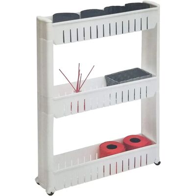 TENDANCE Scaffale di stoccaggio bianco a 3 livelli con ruote TENDANCE Scaffale di stoccaggio bianco a 3 livelli con ruote