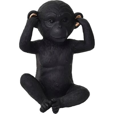TENDANCE Scimmia della Saggezza - Resina Nero e Oro - 17cm Figura Decorativa TENDANCE Scimmia della Saggezza - Resina Nero e Oro - 17cm Figura Decorativa