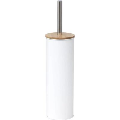 TENDANCE Weiße Metall-WC-Bürste mit Bambusdeckel - Badezimmerzubehör TENDANCE Weiße Metall-WC-Bürste mit Bambusdeckel - Badezimmerzubehör