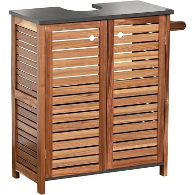 Meuble de salle de bain Elemento Tendance en Acacia MDF - 2 Portes Étagère Intérieure Porte-serviettes - Publicité Meuble de salle de bain Elemento Tendance en Acacia MDF - 2 Portes Étagère Intérieure Porte-serviettes - Publicité