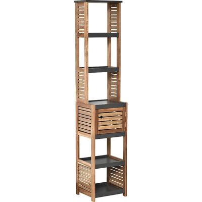 Meuble de rangement en acacia Tendance - 1 porte, 5 étagères - 170cm - Publicité Meuble de rangement en acacia Tendance - 1 porte, 5 étagères - 170cm - Publicité