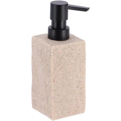 Dispenser di sapone quadrato TENDANCE - 260ml - Pompa nera opaca, Corpo beige Dispenser di sapone quadrato TENDANCE - 260ml - Pompa nera opaca, Corpo beige