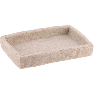 TENDANCE - Portasapone rettangolare in poliresina con effetto pietra - naturale TENDANCE - Portasapone rettangolare in poliresina con effetto pietra - naturale