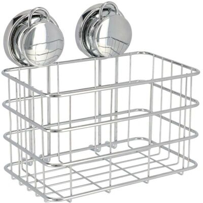 Cestino da bagno in metallo cromato con ventose - TENDANCE Cestino da bagno in metallo cromato con ventose - TENDANCE