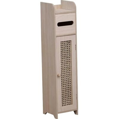Meuble de rangement de salle de bain en rotin naturel - Une porte - Publicité Meuble de rangement de salle de bain en rotin naturel - Une porte - Publicité