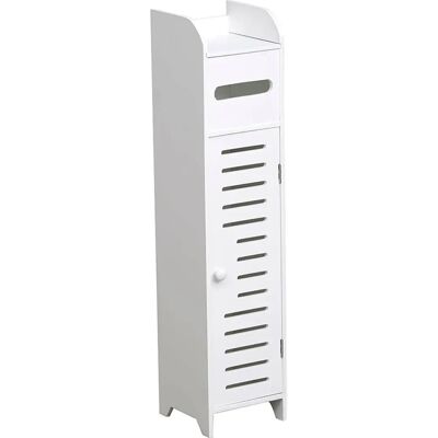 TENDANCE Armoire porte-papier toilette en bois blanc - Rangement discret - Publicité TENDANCE Armoire porte-papier toilette en bois blanc - Rangement discret - Publicité