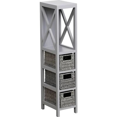 TENDANCE Graues MDF Regal + Körbe - Möbel TENDANCE Graues MDF Regal + Körbe - Möbel