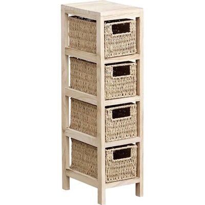 Muebles de MDF natural con 4 cestas de papel trenzado - Tendance Muebles de MDF natural con 4 cestas de papel trenzado - Tendance