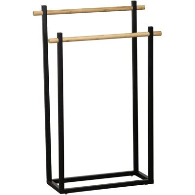 Tendance - Porta asciugamani in metallo e bambù - Rettangolare - 20cm Tendance - Porta asciugamani in metallo e bambù - Rettangolare - 20cm