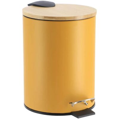 TENDANCE Poubelle en métal - Couvercle en bambou - 2,5L - Publicité TENDANCE Poubelle en métal - Couvercle en bambou - 2,5L - Publicité