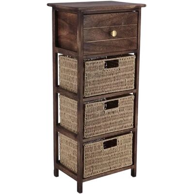 Tendance Meuble de rangement en bois - 1 tiroir, 3 paniers - Marron naturel - Publicité Tendance Meuble de rangement en bois - 1 tiroir, 3 paniers - Marron naturel - Publicité