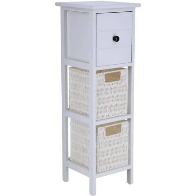 Meuble de rangement en bois blanc Tendance - 1 tiroir, 2 paniers - 77cm - Publicité Meuble de rangement en bois blanc Tendance - 1 tiroir, 2 paniers - 77cm - Publicité