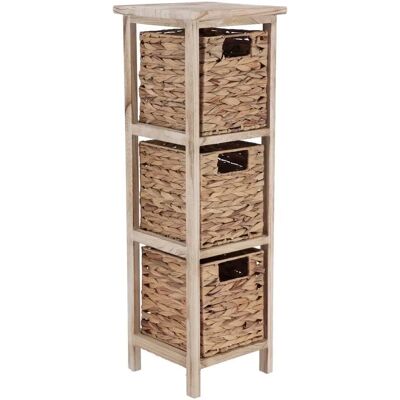 Meuble de rangement en bois naturel avec 3 paniers tressés - 77cm - Publicité Meuble de rangement en bois naturel avec 3 paniers tressés - 77cm - Publicité