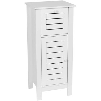 Meuble MDF Blanc TENDANCE - 1 Porte, 1 Tiroir - 83cm H - Publicité Meuble MDF Blanc TENDANCE - 1 Porte, 1 Tiroir - 83cm H - Publicité