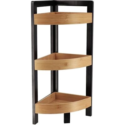 TENDANCE Etagère d'angle 3 niveaux Bambou et bois - Noir - H 61 cm - Storage shelf - Publicité TENDANCE Etagère d'angle 3 niveaux Bambou et bois - Noir - H 61 cm - Storage shelf - Publicité