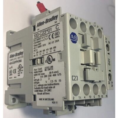 Allen-Bradley 100-C23YR-D02 Contactor - 23A 3P 120VAC - Gray Allen-Bradley 100-C23YR-D02 Contactor - 23A 3P 120VAC - Gray