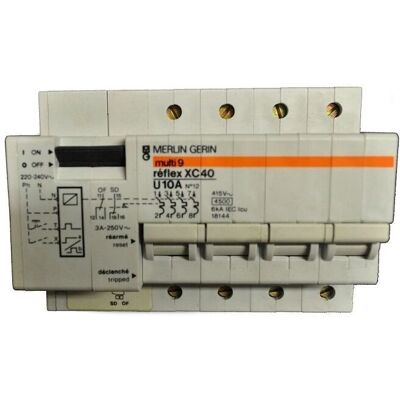 Merlin Gerin 18144 Circuit Breaker - 4-pole 10A Type C Merlin Gerin 18144 Circuit Breaker - 4-pole 10A Type C