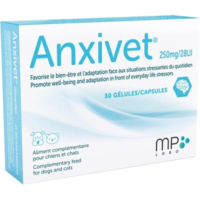 MP LABO Anxivet 250 mg - Capsules anti-stress pour animaux - Publicité MP LABO Anxivet 250 mg - Capsules anti-stress pour animaux - Publicité