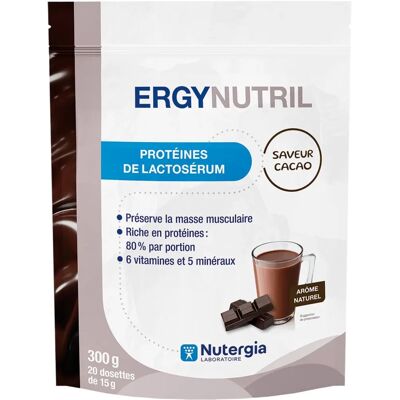 Nutergia Protéines de Lactosérum Cacao - Soutien Musculaire - 300g - Publicité Nutergia Protéines de Lactosérum Cacao - Soutien Musculaire - 300g - Publicité