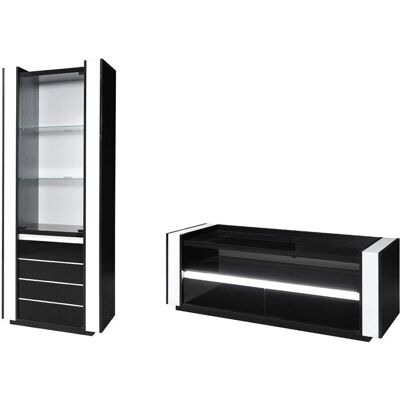 Conjunto de Muebles en Blanco y Negro con LED de MEUBLORAMA Conjunto de Muebles en Blanco y Negro con LED de MEUBLORAMA