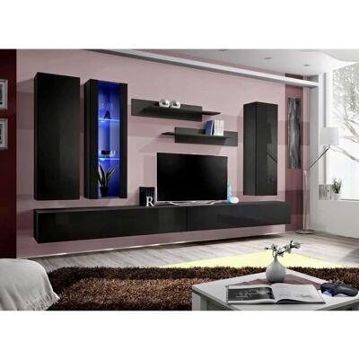 Meublorama Mueble TV FLY E4 - Negro Brillante - Soporte TV Moderno Meublorama Mueble TV FLY E4 - Negro Brillante - Soporte TV Moderno
