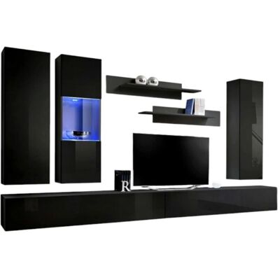 Meublorama FLY E5 - noir - bois - 320 x 190 x 40 cm - meuble TV - Publicité Meublorama FLY E5 - noir - bois - 320 x 190 x 40 cm - meuble TV - Publicité