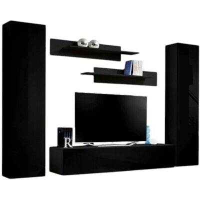 Meublorama FLY A1 - noir brillant - 260x190x40 cm - meuble TV - Publicité Meublorama FLY A1 - noir brillant - 260x190x40 cm - meuble TV - Publicité