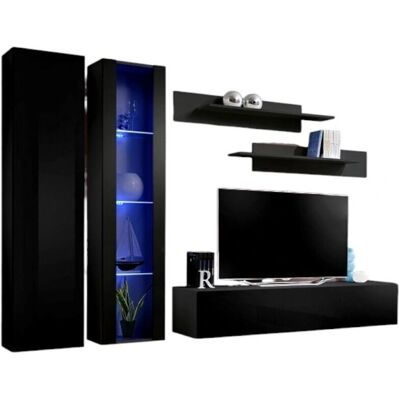 Meublorama FLY A4 Meuble TV Murale - Noir Brillant - Support TV Moderne - Publicité Meublorama FLY A4 Meuble TV Murale - Noir Brillant - Support TV Moderne - Publicité