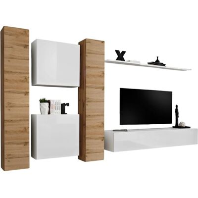 Meublorama - SWITCH VI - Bianco - Rovere Wotan - Mobile TV Meublorama - SWITCH VI - Bianco - Rovere Wotan - Mobile TV