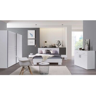 Ensemble de chambre COMO de Meublorama - 160x200cm, Blanc, Design Moderne - Publicité Ensemble de chambre COMO de Meublorama - 160x200cm, Blanc, Design Moderne - Publicité