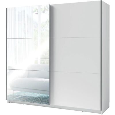 Armario Meublorama - 200cm Puertas correderas con espejo - Blanco - Colección ARSALA Armario Meublorama - 200cm Puertas correderas con espejo - Blanco - Colección ARSALA
