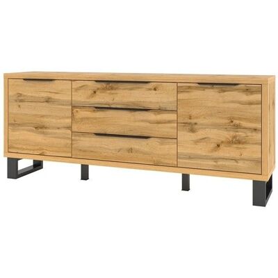 Meublorama - MILO - Roble - Metal negro - Buffet Meublorama - MILO - Roble - Metal negro - Buffet