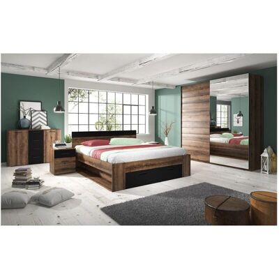 Meublorama - EOS - Dunkel Eiche - Schwarz - Schlafzimmer-Set Meublorama - EOS - Dunkel Eiche - Schwarz - Schlafzimmer-Set