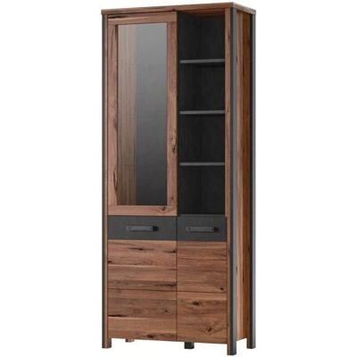 Meublorama - WINDSOR Vetrina - rovere scuro e grigio antracite - display cabinet Meublorama - WINDSOR Vetrina - rovere scuro e grigio antracite - display cabinet